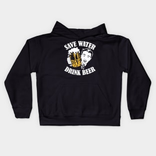 save water drink beer Kids Hoodie